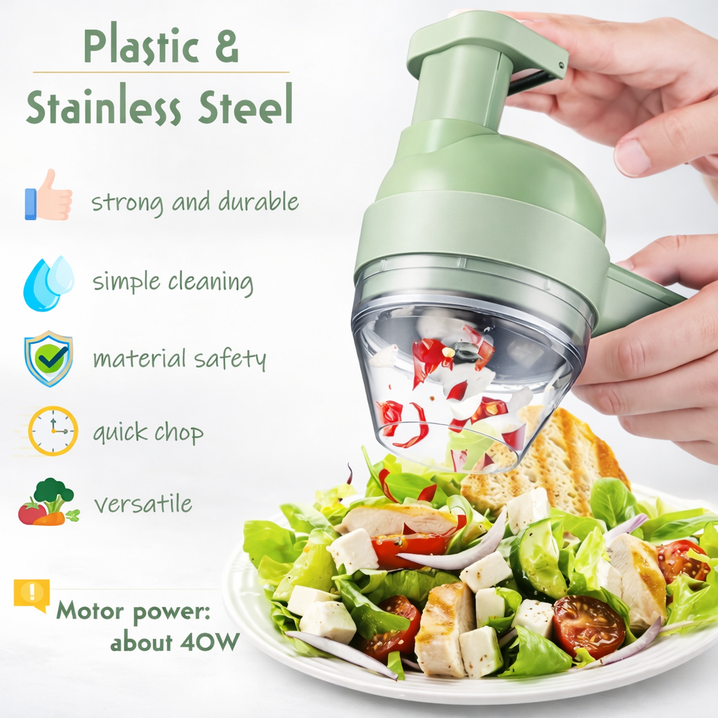 4 in 1 Portable Electric Vegetable Cutter Chopper Set