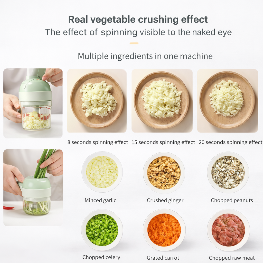 4 in 1 Portable Electric Vegetable Cutter Chopper Set